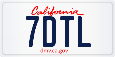 CA license plate 7DTL