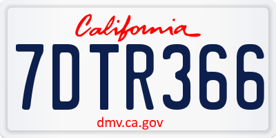 CA license plate 7DTR366