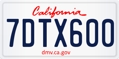 CA license plate 7DTX600