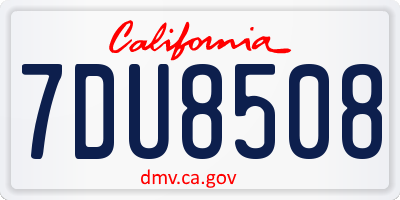 CA license plate 7DU8508