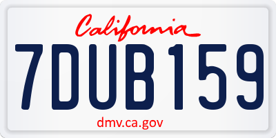CA license plate 7DUB159