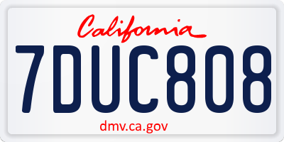 CA license plate 7DUC808