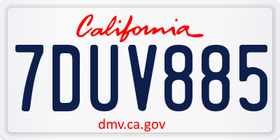 CA license plate 7DUV885