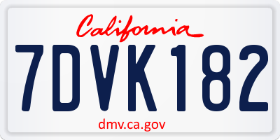 CA license plate 7DVK182
