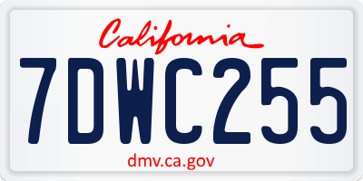 CA license plate 7DWC255