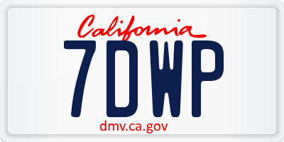 CA license plate 7DWP