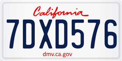 CA license plate 7DXD576