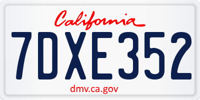CA license plate 7DXE352