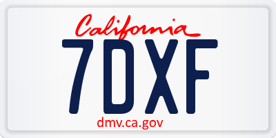 CA license plate 7DXF