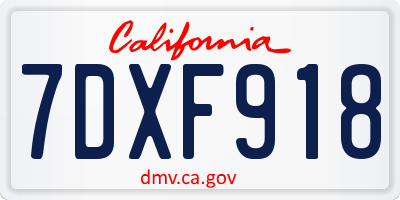 CA license plate 7DXF918