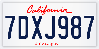 CA license plate 7DXJ987