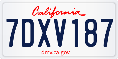 CA license plate 7DXV187