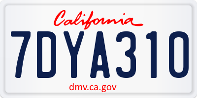 CA license plate 7DYA310
