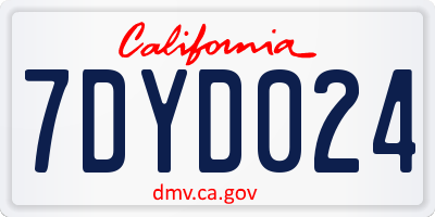 CA license plate 7DYD024