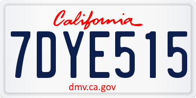 CA license plate 7DYE515