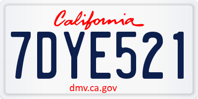 CA license plate 7DYE521