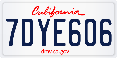 CA license plate 7DYE606
