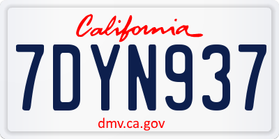 CA license plate 7DYN937