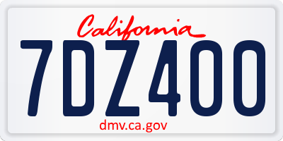 CA license plate 7DZ400