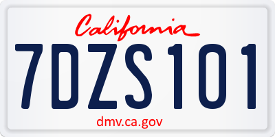 CA license plate 7DZS101