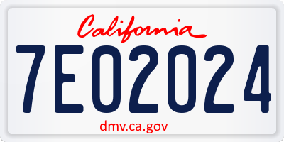 CA license plate 7E02024