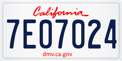 CA license plate 7E07024