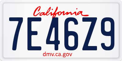 CA license plate 7E46Z9