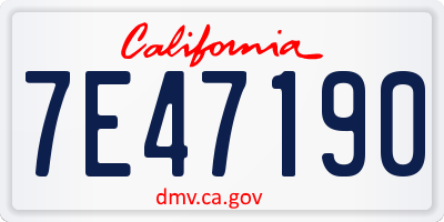 CA license plate 7E47190