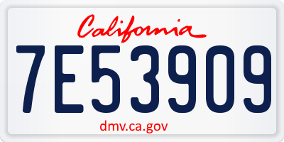 CA license plate 7E53909