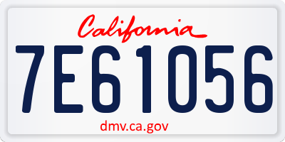 CA license plate 7E61056