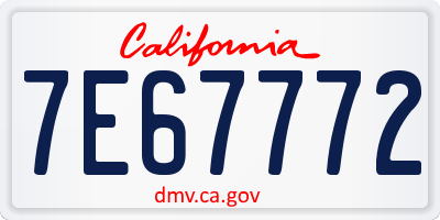 CA license plate 7E67772