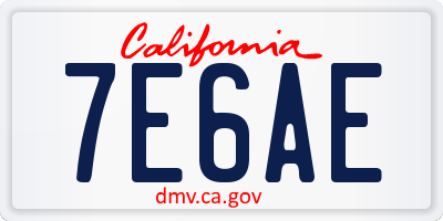 CA license plate 7E6AE