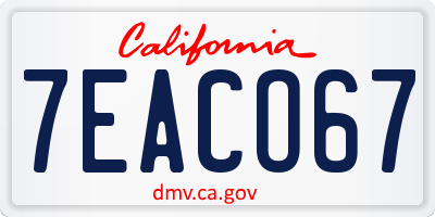 CA license plate 7EACO67