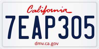 CA license plate 7EAP3O5