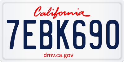 CA license plate 7EBK690