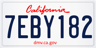 CA license plate 7EBY182