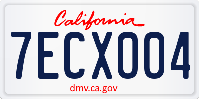 CA license plate 7ECX004