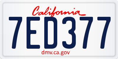 CA license plate 7ED377