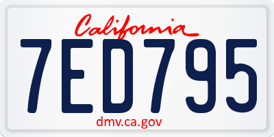 CA license plate 7ED795