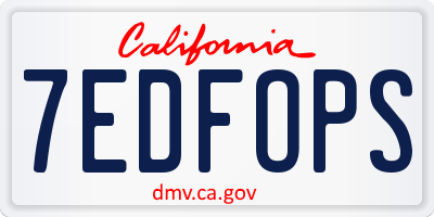 CA license plate 7EDFOPS