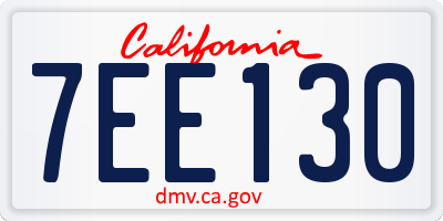 CA license plate 7EE130