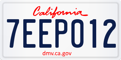CA license plate 7EEP012