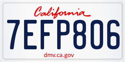 CA license plate 7EFP806