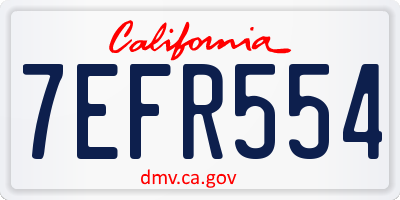 CA license plate 7EFR554