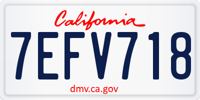 CA license plate 7EFV718