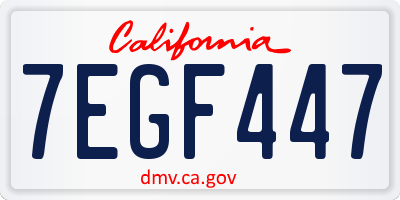 CA license plate 7EGF447
