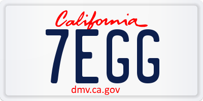 CA license plate 7EGG