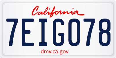 CA license plate 7EIG078