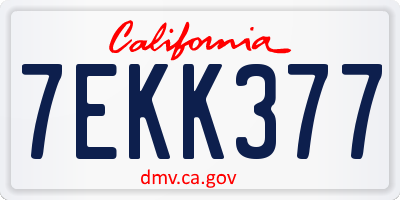 CA license plate 7EKK377