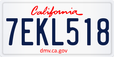 CA license plate 7EKL518